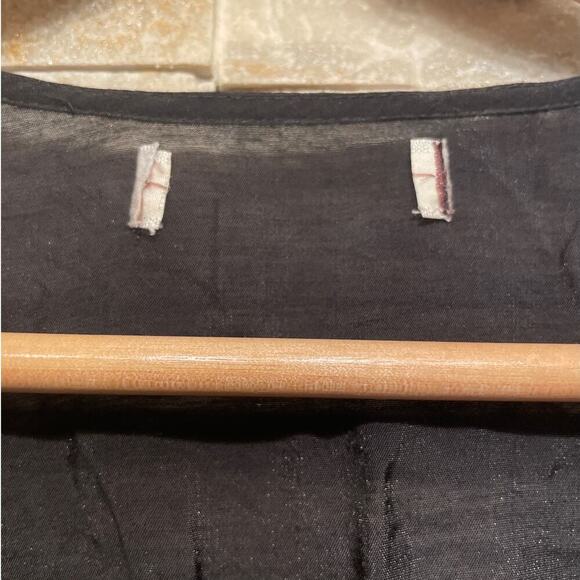 Mystical Avant Garde Black Duster Kimono | Smocked Waist Pockets Ruffle Art Wear - Picture 5 of 9